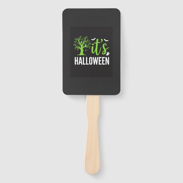 Halloween Spooky Tree Bats Vector Design_1 Hand Fan (Front)