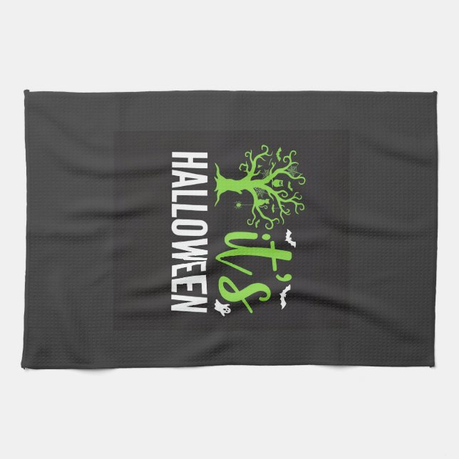 Halloween Spooky Tree Bats Vector Design_1 Kitchen Towel (Horizontal)