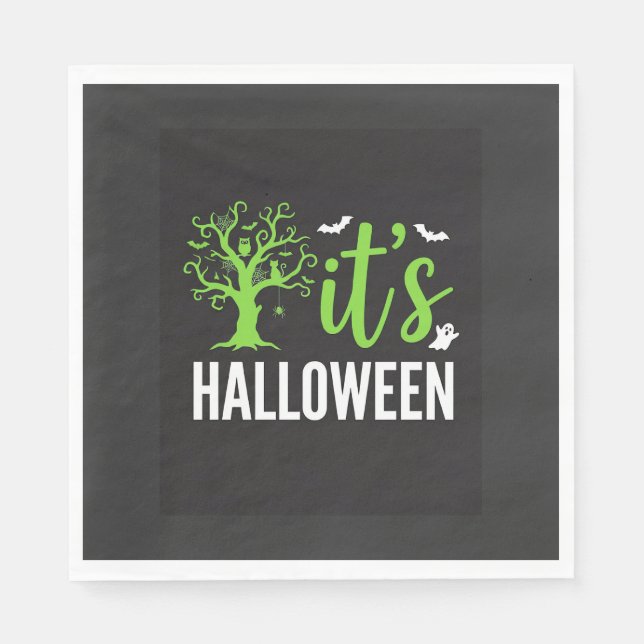 Halloween Spooky Tree Bats Vector Design_1 Napkin (Front)