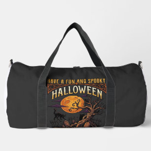 Halloween Spooky Tree Full Moon Black Cat Graveyar Duffle Bag