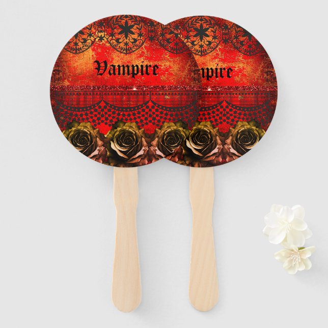 Halloween spooky vampire party hand fan (Front and Back)
