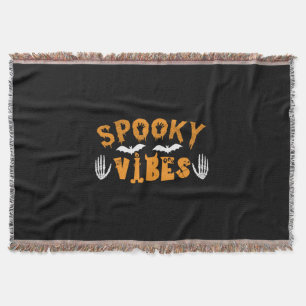 Halloween Spooky Vibes Birthday Throw Blanket