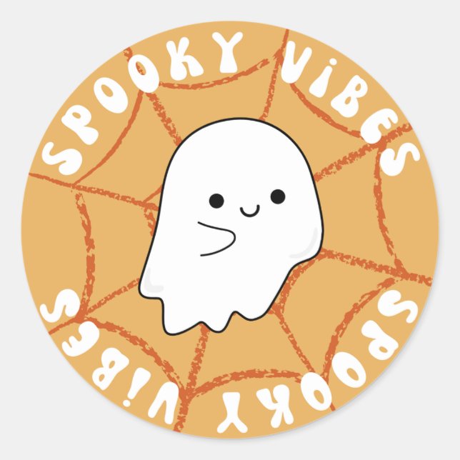 Halloween spooky vibes round sticker (Front)