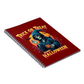 Halloween Spooky Vibes: Trick or Treat Skeleton Notebook