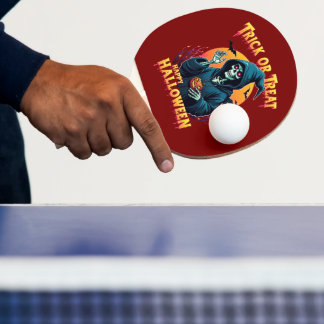 Halloween Spooky Vibes: Trick or Treat Skeleton Ping Pong Paddle