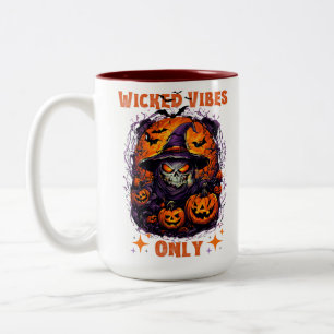 Halloween: Spooky Wiches Smiles and Pumpkin Two-Tone Coffee Mug