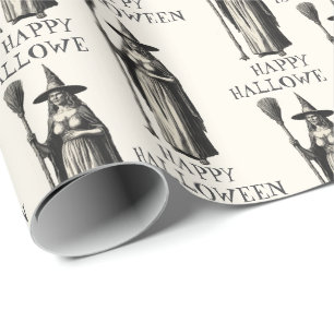 Halloween Spooky Witch a Full Moon Wrapping Paper