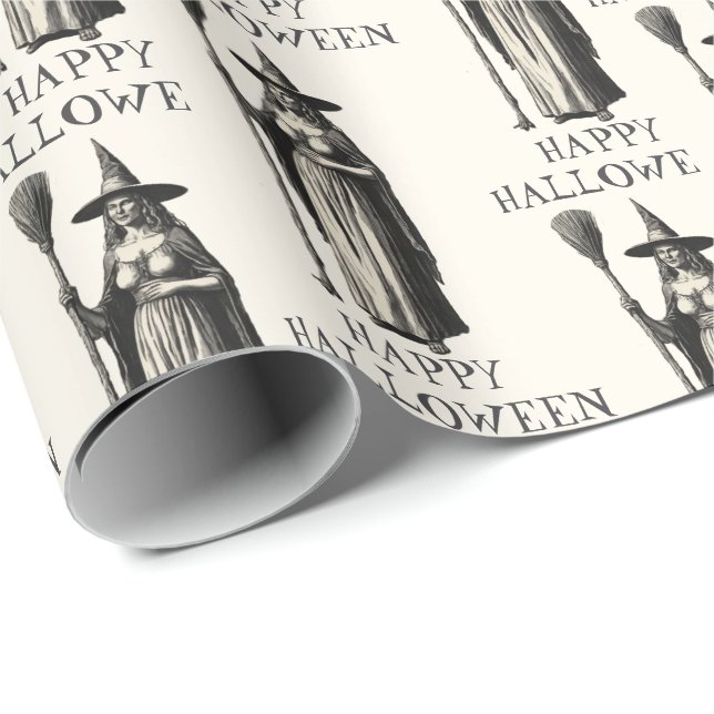 Halloween Spooky Witch a Full Moon Wrapping Paper (Roll Corner)