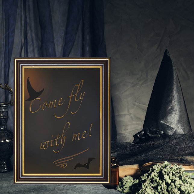 Halloween Spooky Witch Bat Quote Typography Poster (Creator Uploaded)