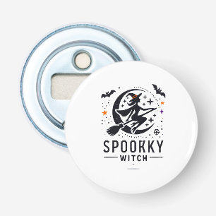 Halloween Spooky Witch Design - Flying on Broom Bottle Opener