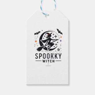 Halloween Spooky Witch Design - Flying on Broom Gift Tags