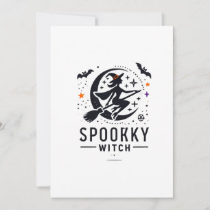 Halloween Spooky Witch Design - Flying on Broom Holiday Card