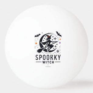 Halloween Spooky Witch Design - Flying on Broom Ping Pong Ball