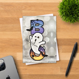 Halloween Spooky Witch Flying Over Haunted House Acrylic Invitations