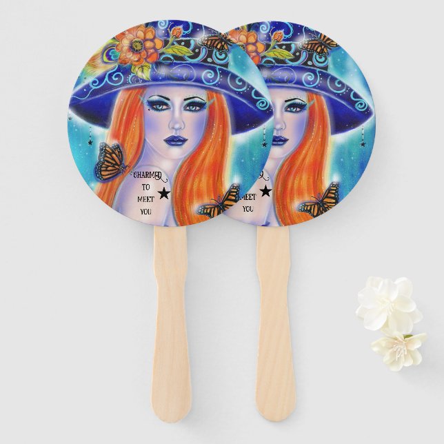 Halloween spooky witch party hand fan (Front and Back)
