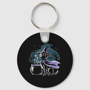 Halloween Spooky Witchy Black Labrador Retriever Keychain