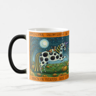 HALLOWEEN SPOTTED PONY & BAT CAT Whimsical Horse Magic Mug