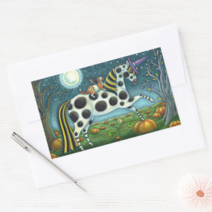 HALLOWEEN SPOTTED PONY & BAT CAT Whimsical Horse Sticker