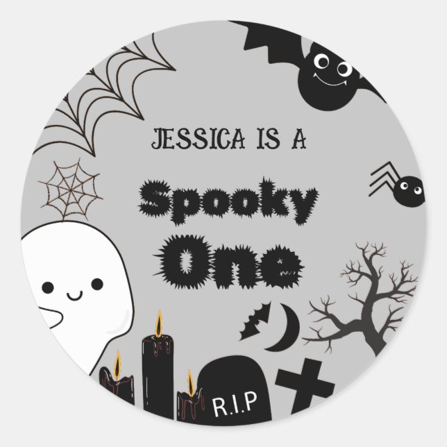 HAlloween Sppoky One First Birthday party Classic Round Sticker (Front)