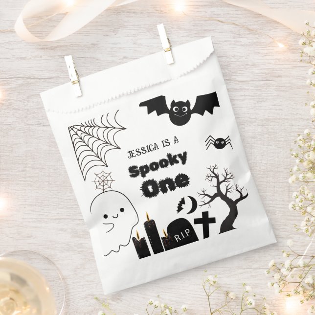Halloween Sppoky One First Birthday party Favour Bag (Clipped)