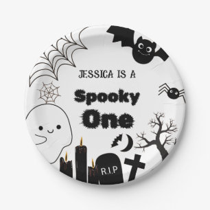 Halloween Sppoky One First Birthday party Paper Plate