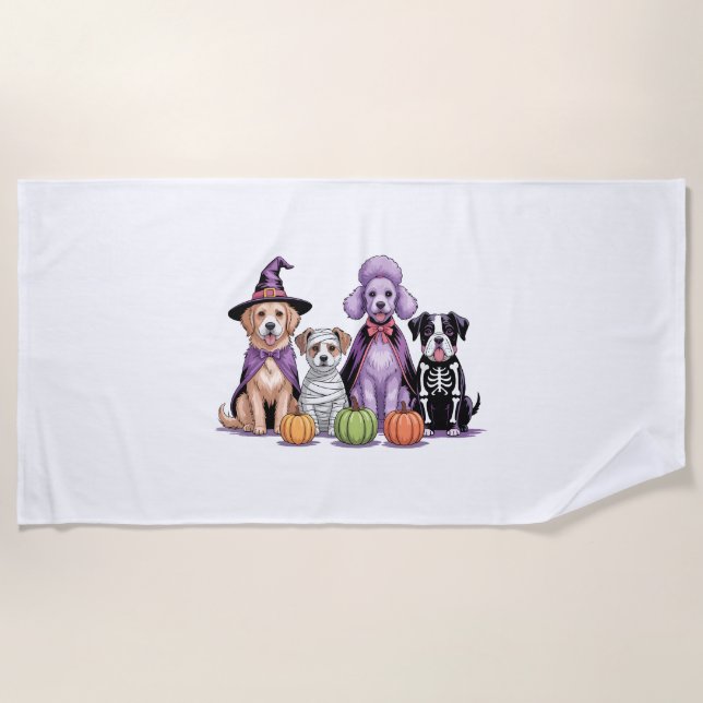 Halloween Squad Dog Beach Towel (Front)