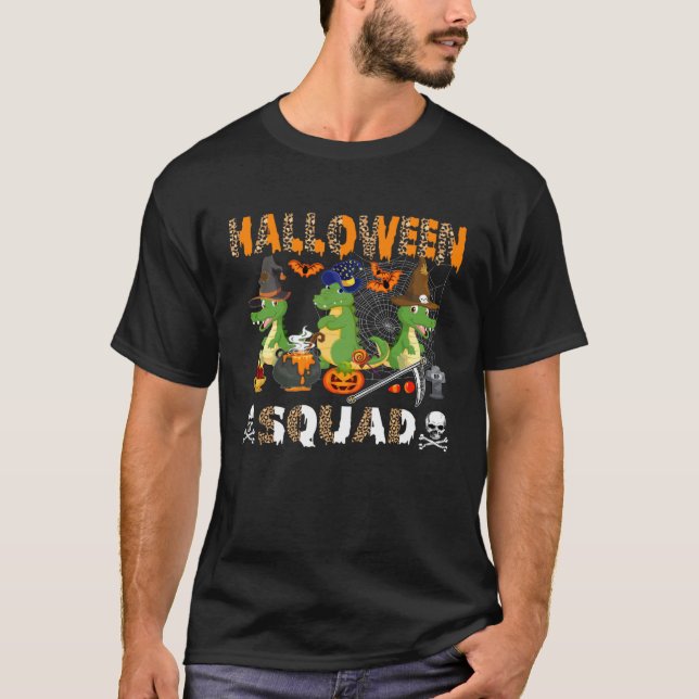 Halloween Squad Leopard Three Alligators Costume W T-Shirt (Front)
