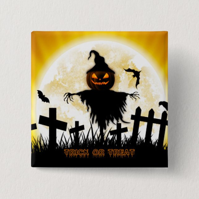 Halloween Square Button/Scarecrow 2 Inch Square Button (Front)