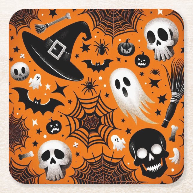 Halloween Square Paper Coaster (Front)