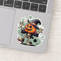 Halloween squelette citrouille sticker