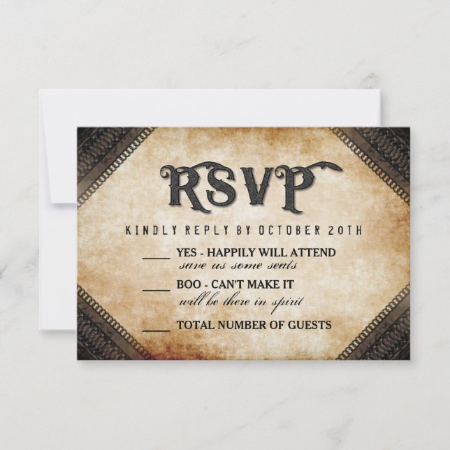 Halloween Squelette Mariage gothique Brown RSVP (Devant)