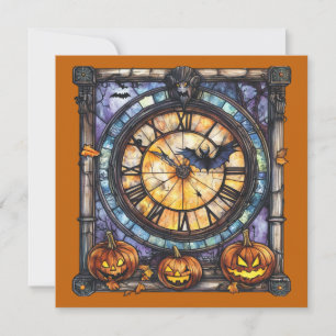 Halloween Stained Glass Steampunk Greeting Card