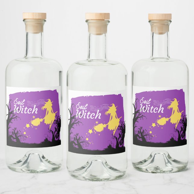 Halloween Stamp Collection "Evil Witch"  Liquor Bottle Label (Bottles)