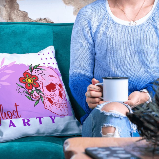 Halloween Stamp Collection "Ghost party" on a Throw Pillow (Halloween Stamp collection - Throw Pillow)