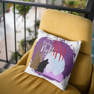 Halloween Stamp Collection "Howling Night" 16"x16" Throw Pillow