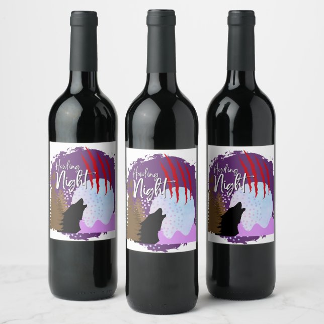 Halloween Stamp Collection "Howling Night" Wine Label (Bottles)