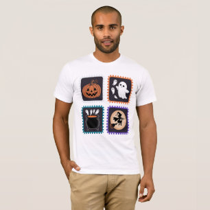 Halloween Stamp Embroidery Design – Pumpkin, Ghost T-Shirt