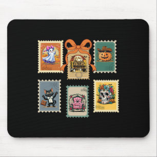 Halloween Stamps Haunted Pumpkin House Chair Skele Mouse Pad
