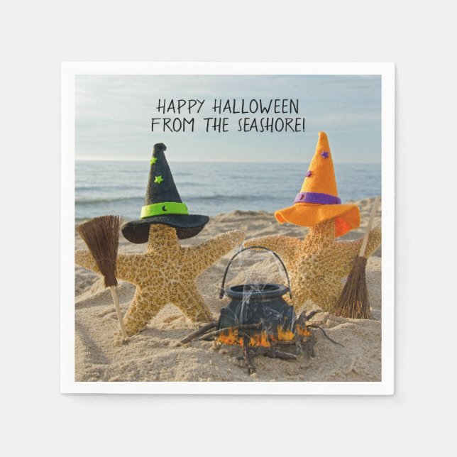 Halloween starfish with brooms and pot napkin (Front)