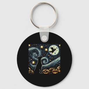 Halloween Starry Art Night Sky Art Dog Pumpkins Keychain