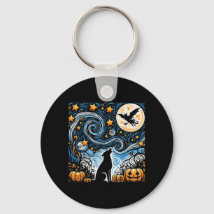Halloween Starry Art Night Sky Art Dog Pumpkins Keychain