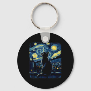 Halloween Starry Art Night Sky Art Painting Black Keychain