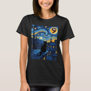 Halloween Starry Night Black Cat Comma La Kamala H T-Shirt