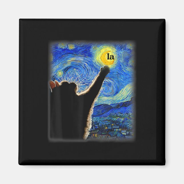 Halloween Starry Night Black Cat Comma La Kamala  Magnet (Front)