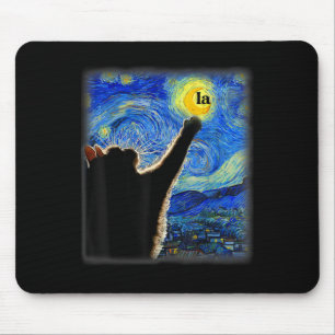 Halloween Starry Night Black Cat Comma La Kamala  Mouse Pad
