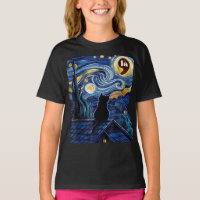 Halloween Starry Night Black Cat Comma La Kamala