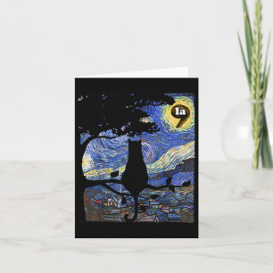 Halloween Starry Night Cat Comma La Kamala Harris  Card