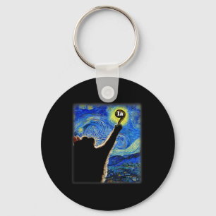 Halloween Starry Night Cat Comma La Kamala Harris  Keychain
