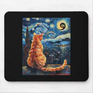 Halloween Starry Night Cat Comma La Kamala Harris Mouse Pad