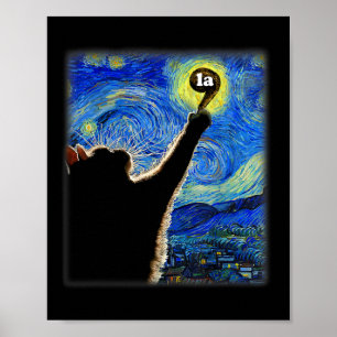 Halloween Starry Night Cat Comma La Kamala Harris Poster